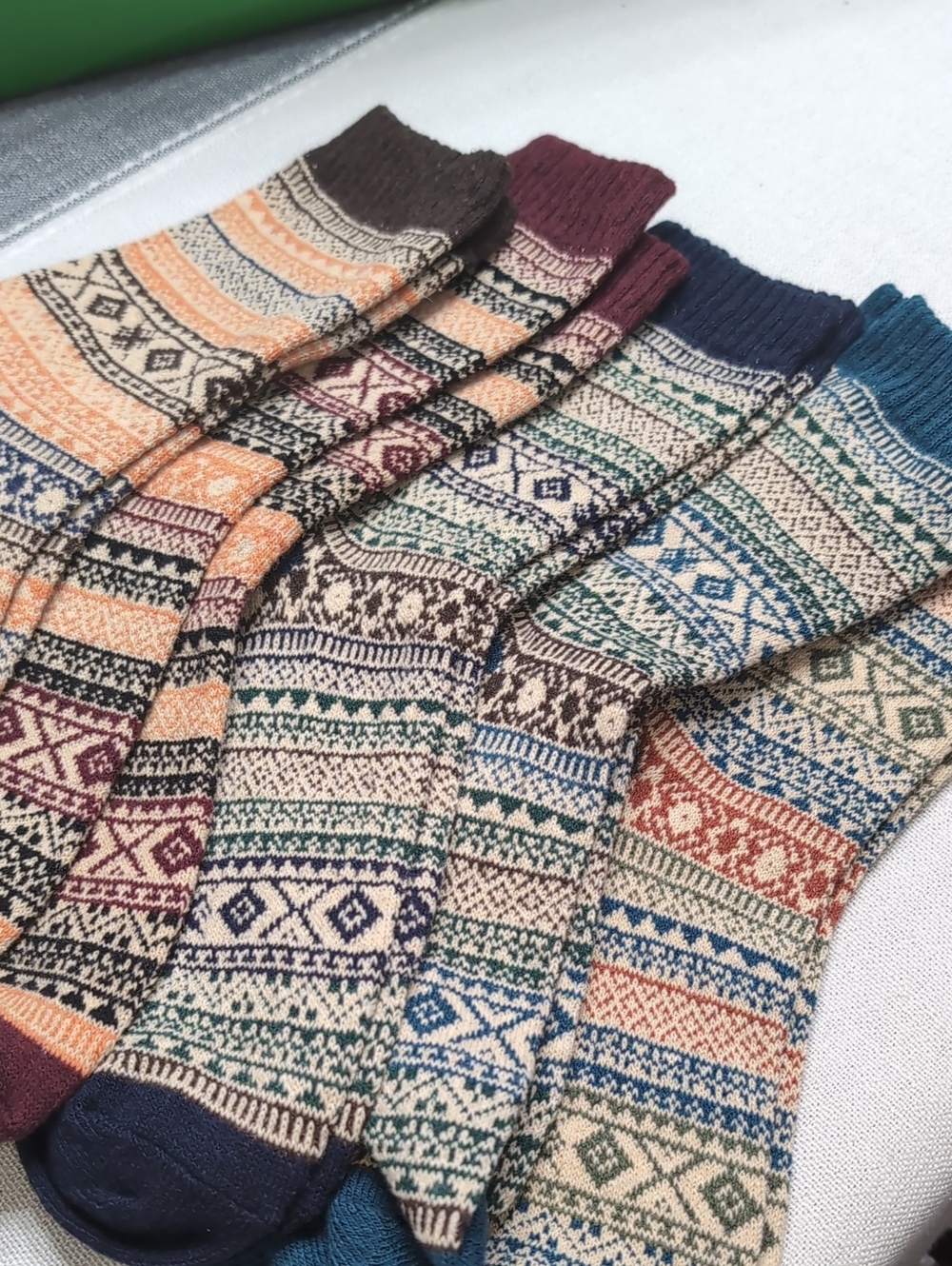 Multicolor Fair Isle Knit Socks- 5pr
